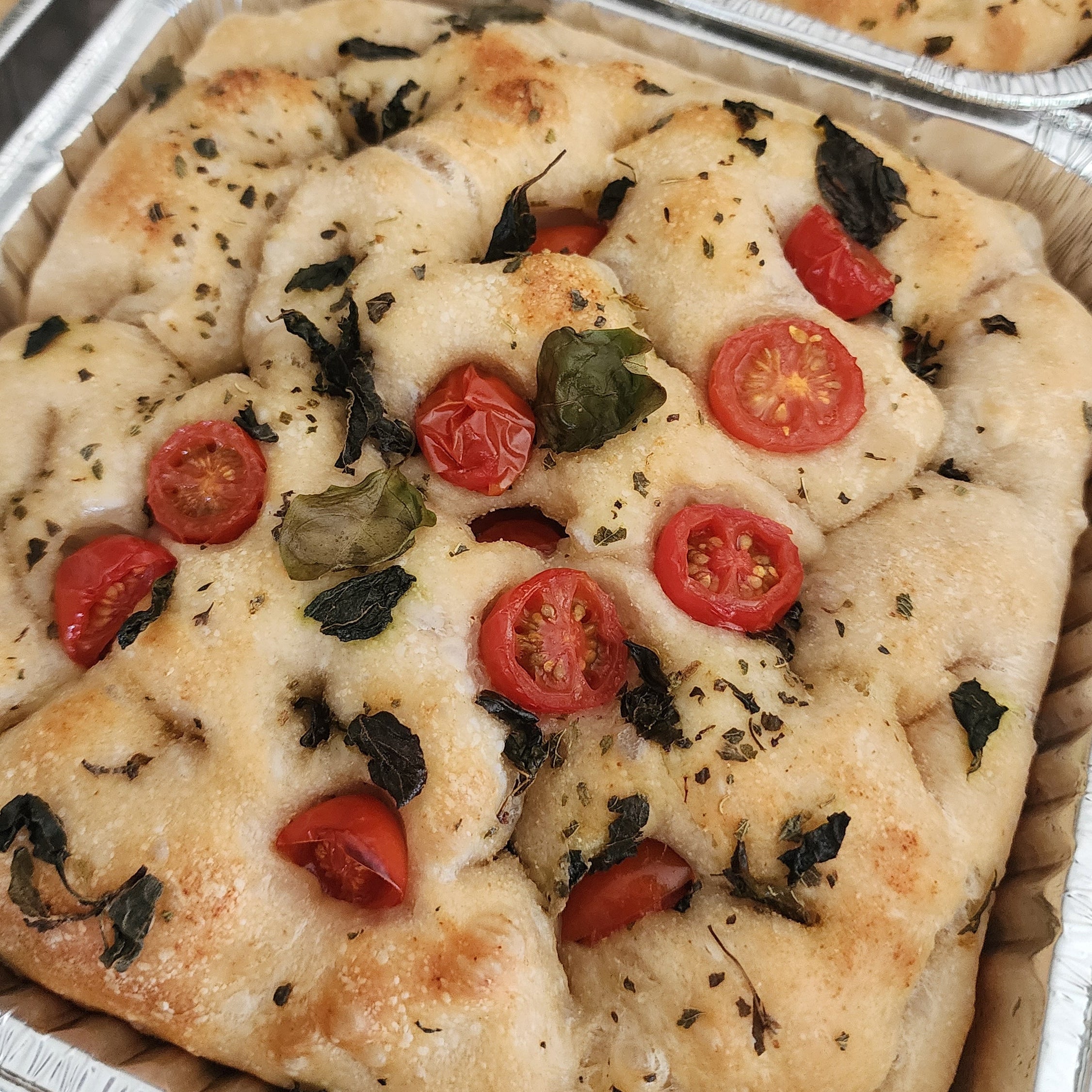 Tomato Basil Sourdough Focaccia